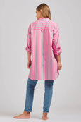 The Oversized Boyfriend Shirt - Pink Multi Stripe