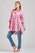 The Oversized Boyfriend Shirt - Pink Multi Stripe