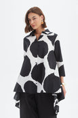 Print Swing Back Shirt- Black/White Spot