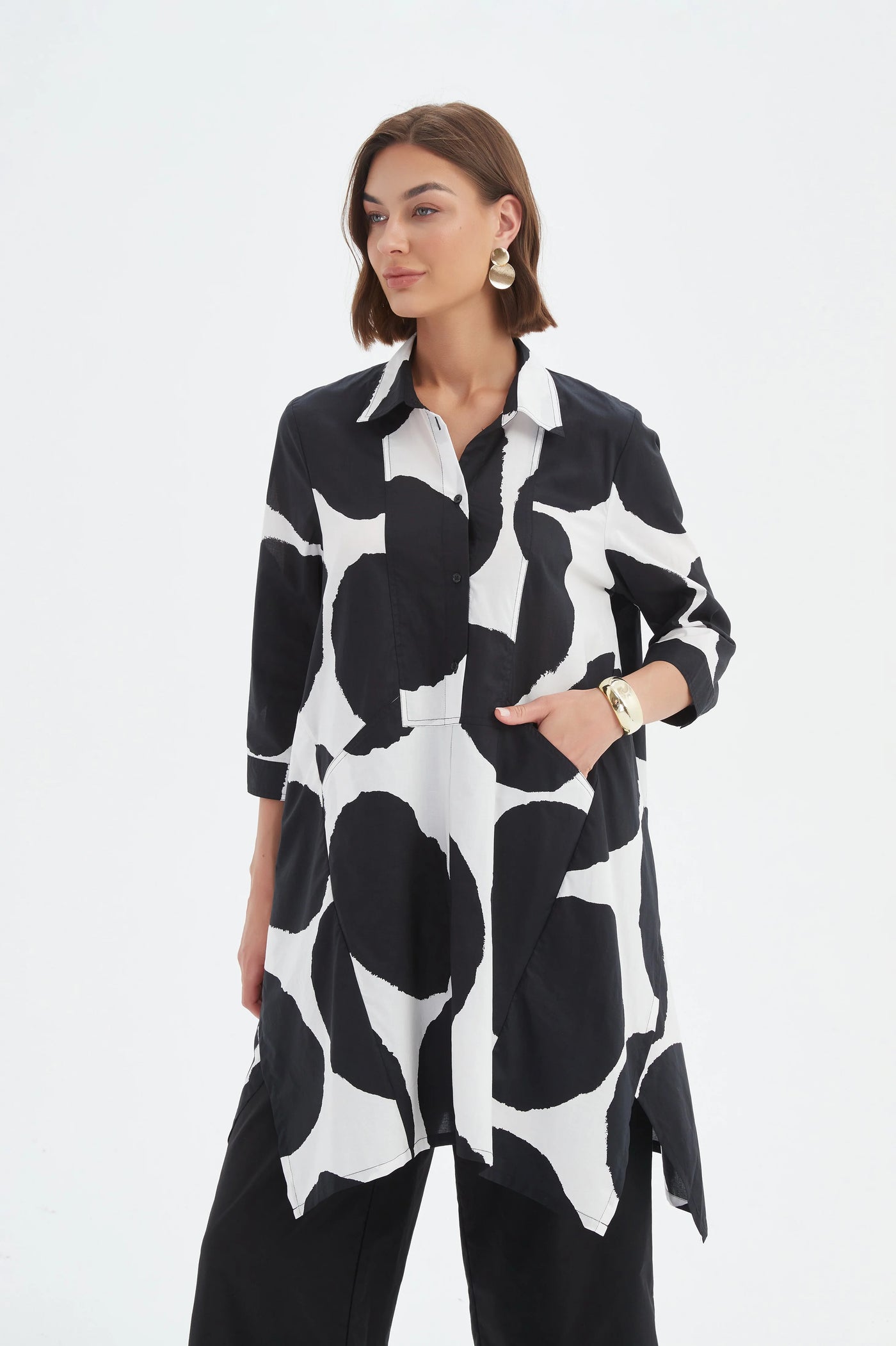 Hankerchief Hem Print Shirt