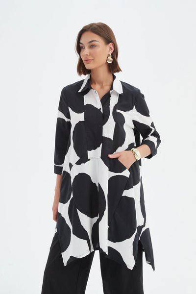 Hankerchief Hem Print Shirt