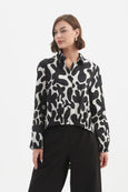 Elastic Front Hem Print Shirt