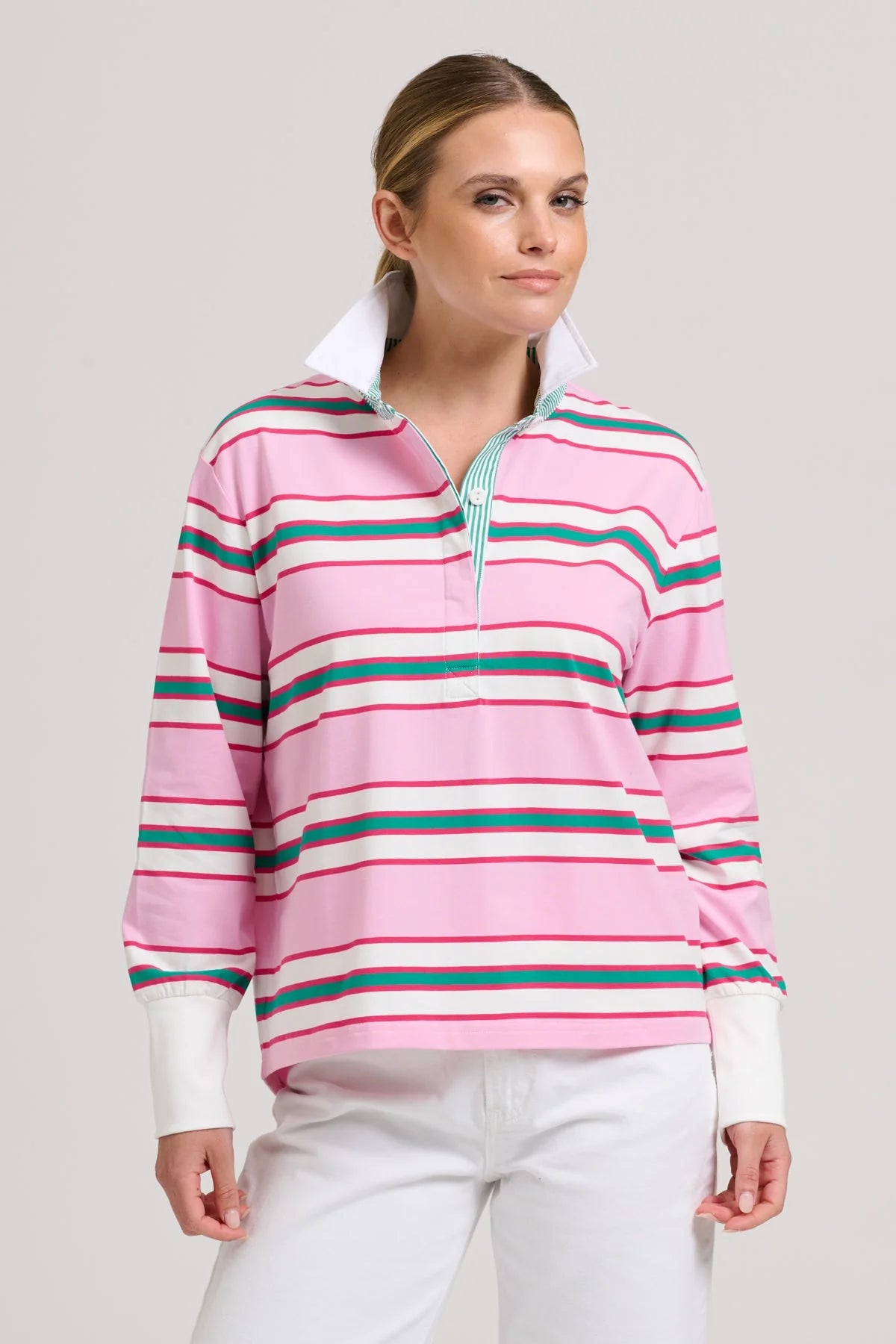 Rugby Sweatshirt Summer - Pink Multi Stripe