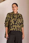 Elastic Front Hem Print Shirt