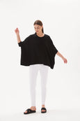 Relaxed Wide Hem Top- Black