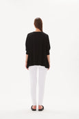 Relaxed Wide Hem Top- Black