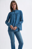 Tamara Shirt- Denim w/Flower