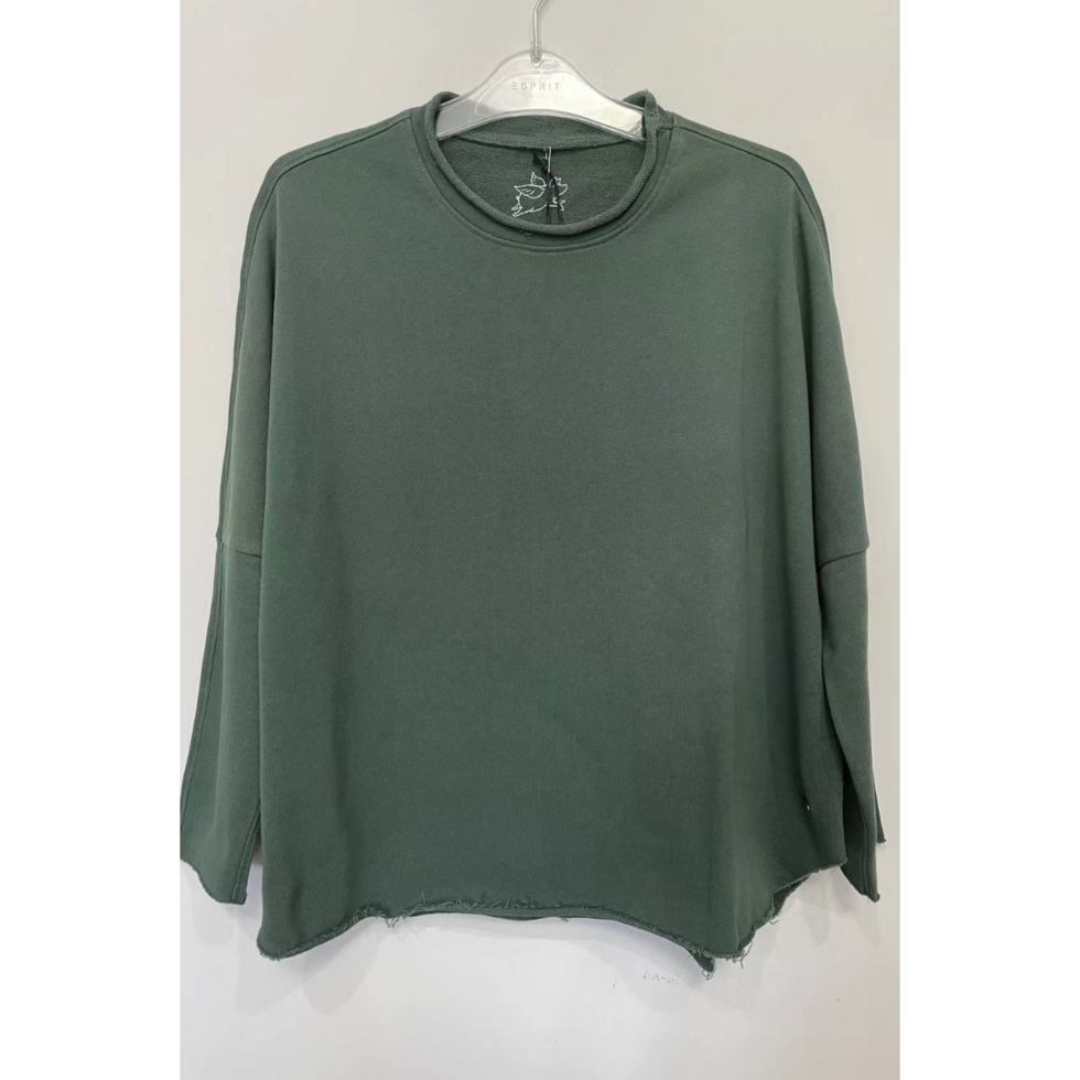 Raw Long Sleeve Sweatshirt- Forest Green