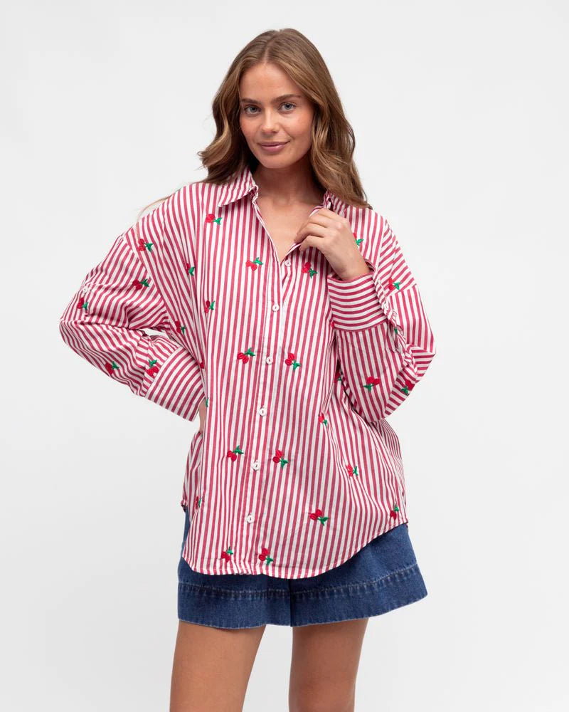 Cherry Shirt- Red/White Stripe