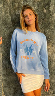 Pardon My French Zip Sweat- Blue/Orange