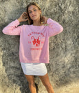 Pardon My French Zip Sweat- Lolly Pink/Red