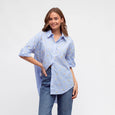 Lemon Embroidery Shirt- Blue