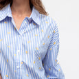 Lemon Embroidery Shirt- Blue