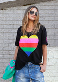 Rainbow Heart Tee- Black