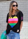 Rainbow Heart Tee- Black