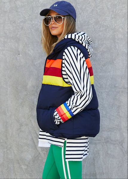 Retro Puffer Vest- Navy