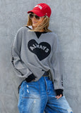 Always Waffle Top- Black/White
