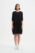 Petite Diagonal Seam Winter Dress- Black