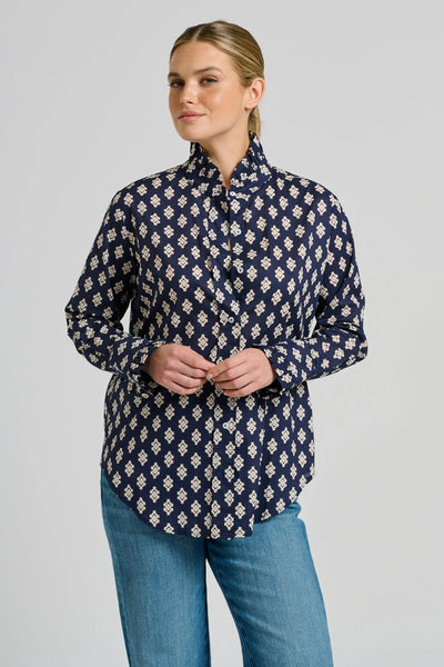 The Olivia Shirt - Navy Double Diamond