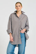 The Boyfriend Shirt- Chocolate Stripe