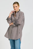 The Boyfriend Shirt- Chocolate Stripe