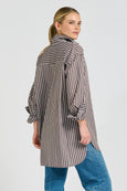 The Boyfriend Shirt- Chocolate Stripe