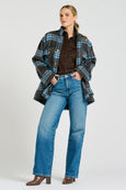 The Allegra Relaxed Wool Blend Jacket - Blue Plaid