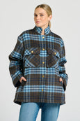 The Allegra Relaxed Wool Blend Jacket - Blue Plaid