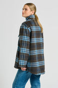 The Allegra Relaxed Wool Blend Jacket - Blue Plaid