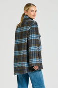 The Allegra Relaxed Wool Blend Jacket - Blue Plaid