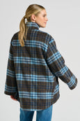 The Allegra Relaxed Wool Blend Jacket - Blue Plaid
