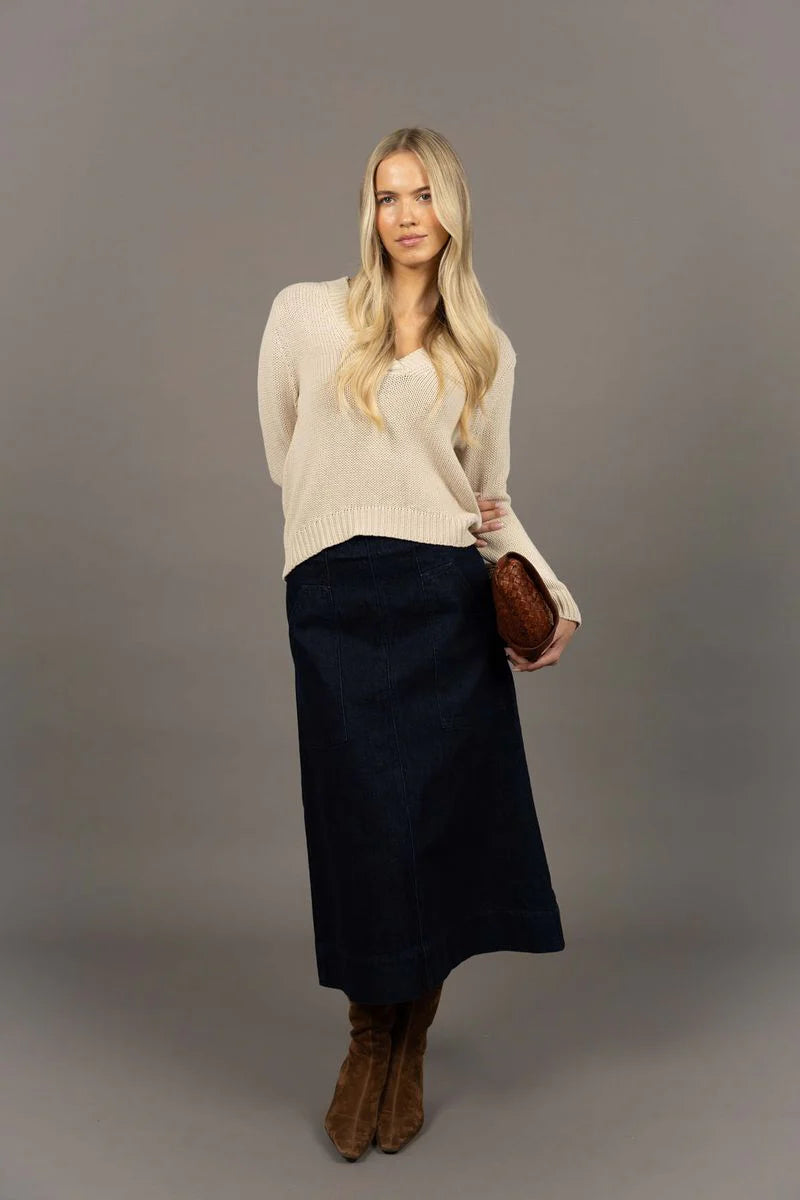 Edit Denim Skirt- Dark Blue