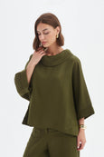 Funnel Neck Top- Dark Moss
