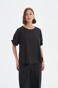 Ruffle Sleeve Lyocell Top