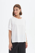 Ruffle Sleeve Lyocell Top