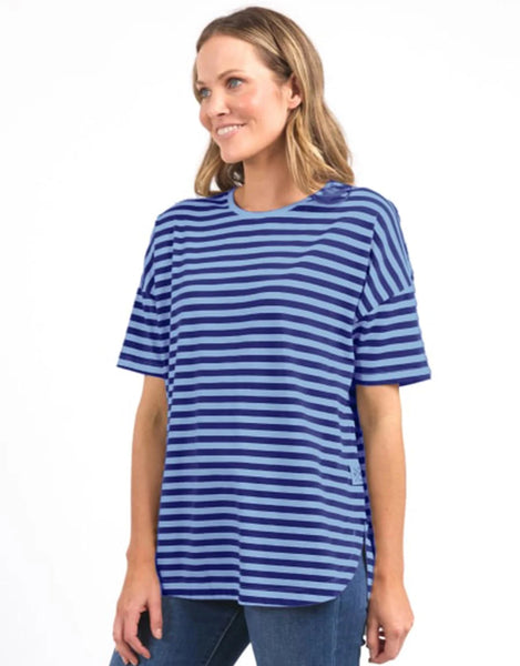 Lauren SS Tee- Ocean Blue/Dusk Blue Stripe