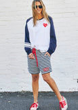 Retro Stripe Shorts- Navy/White