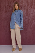 BASEN Shacket- Blue Denim