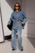 BASEN Shacket- Blue Denim