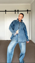 BASEN Shacket- Blue Denim