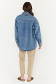 BASEN Shacket- Blue Denim