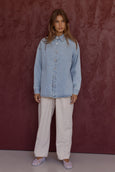 BASEN Shacket Light Blue Denim