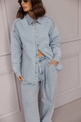 BASEN Shacket Light Blue Denim