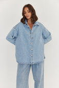BASEN Shacket Light Blue Denim