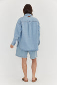 BASEN Shacket Light Blue Denim