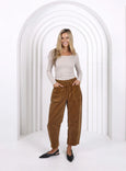 Leo Barrel Jeans Corduroy - Camel