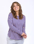 Lauren L/S Tee Stripe Deep Blu & Blsh Str