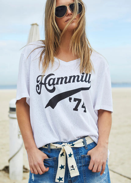 Hammill 74 V-Neck Logo Tee- White
