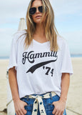 Hammill 74 V-Neck Logo Tee- White