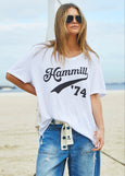 Hammill 74 V-Neck Logo Tee- White